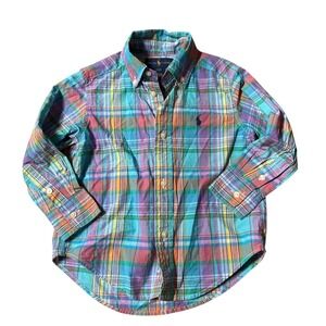 Ralph Lauren Button Down Shirt Kids Multi Color Plaid Preppy SIZE 2T